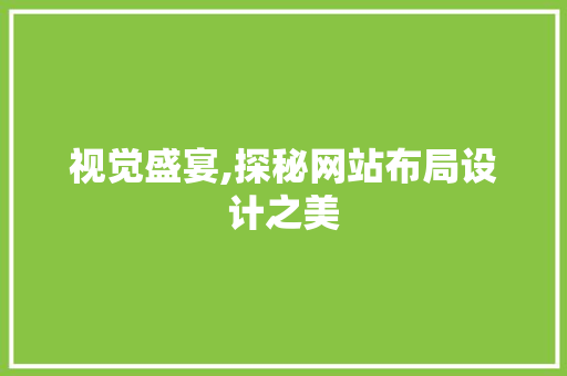 视觉盛宴,探秘网站布局设计之美