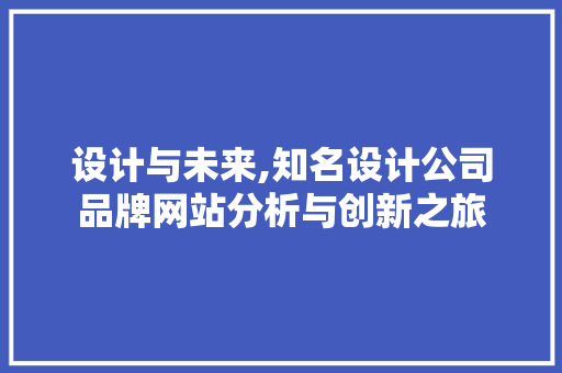 设计与未来,知名设计公司品牌网站分析与创新之旅