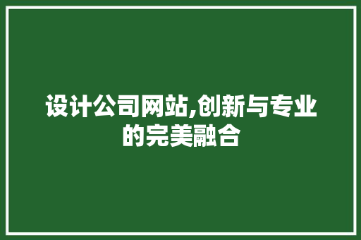 设计公司网站,创新与专业的完美融合