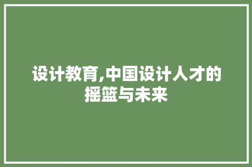 设计教育,中国设计人才的摇篮与未来