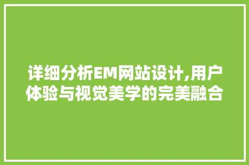 详细分析EM网站设计,用户体验与视觉美学的完美融合 详细分析EM网站设计,用户体验与视觉美学的完美融合 SEO教程