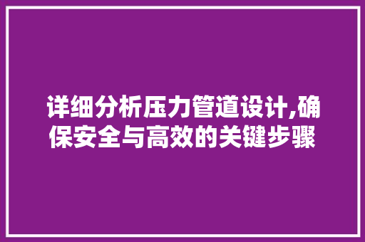 详细分析压力管道设计,确保安全与高效的关键步骤 详细分析压力管道设计,确保安全与高效的关键步骤 友链在线