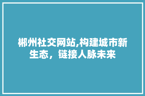 郴州社交网站,构建城市新生态，链接人脉未来