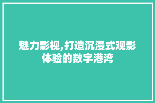 魅力影视,打造沉浸式观影体验的数字港湾