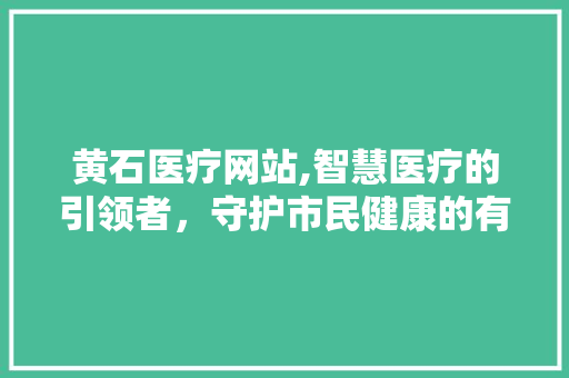 黄石医疗网站,智慧医疗的引领者，守护市民健康的有力助手
