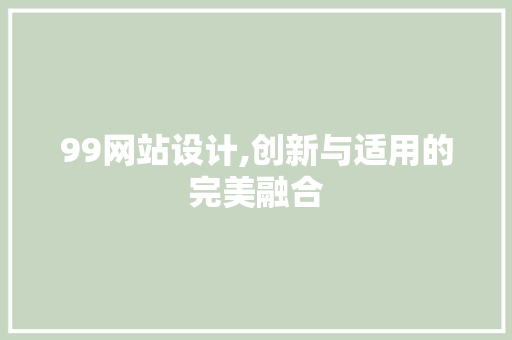 99网站设计,创新与适用的完美融合