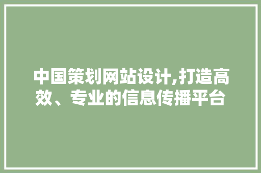 中国策划网站设计,打造高效、专业的信息传播平台