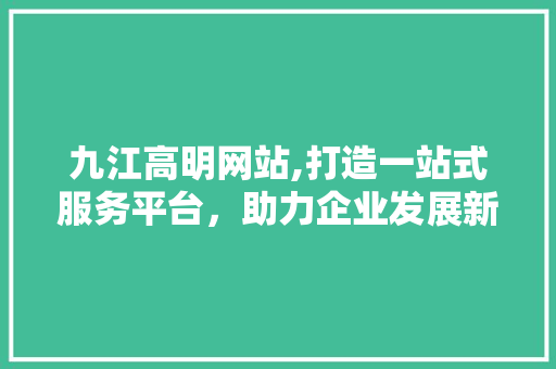 九江高明网站,打造一站式服务平台，助力企业发展新篇章