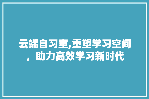 云端自习室,重塑学习空间，助力高效学习新时代