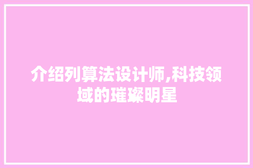 介绍列算法设计师,科技领域的璀璨明星