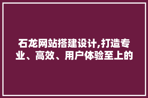 石龙网站搭建设计,打造专业、高效、用户体验至上的网络平台