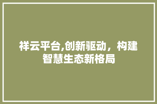 祥云平台,创新驱动，构建智慧生态新格局