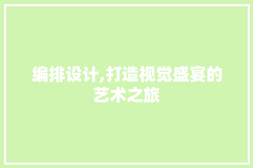 编排设计,打造视觉盛宴的艺术之旅