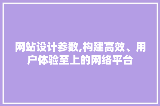 网站设计参数,构建高效、用户体验至上的网络平台