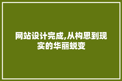 网站设计完成,从构思到现实的华丽蜕变