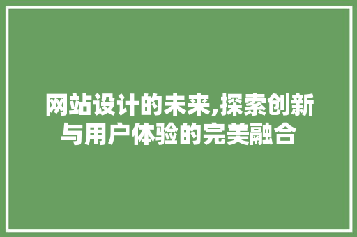 网站设计的未来,探索创新与用户体验的完美融合