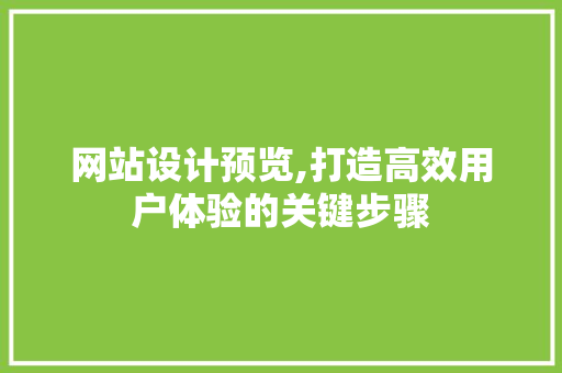 网站设计预览,打造高效用户体验的关键步骤