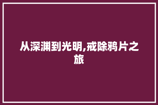 从深渊到光明,戒除鸦片之旅