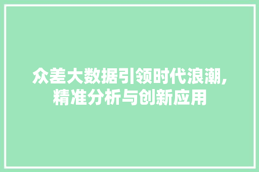 众差大数据引领时代浪潮,精准分析与创新应用