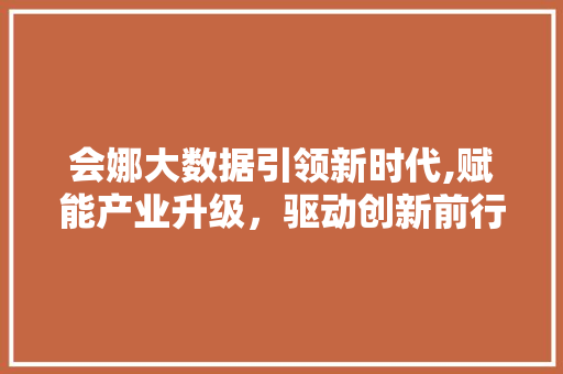 会娜大数据引领新时代,赋能产业升级，驱动创新前行