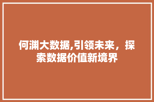何渊大数据,引领未来，探索数据价值新境界