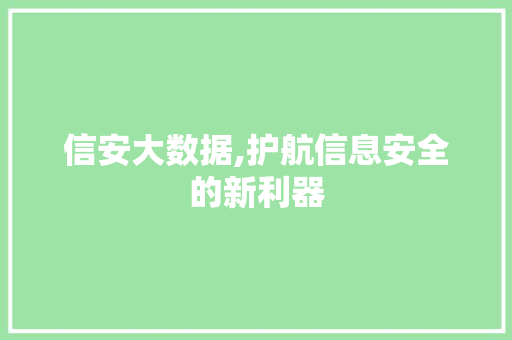 信安大数据,护航信息安全的新利器