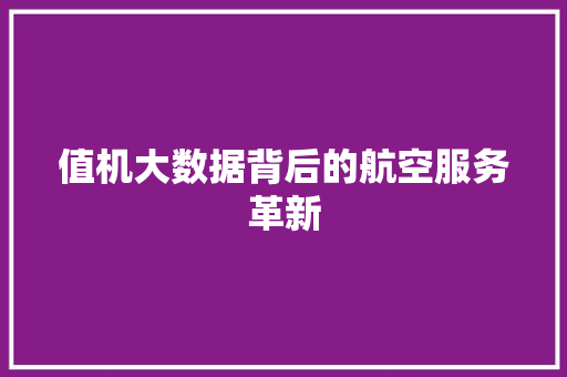 值机大数据背后的航空服务革新