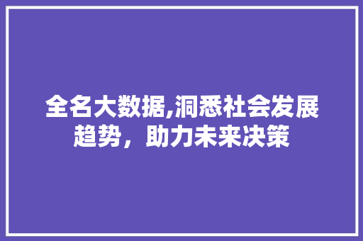 全名大数据,洞悉社会发展趋势，助力未来决策