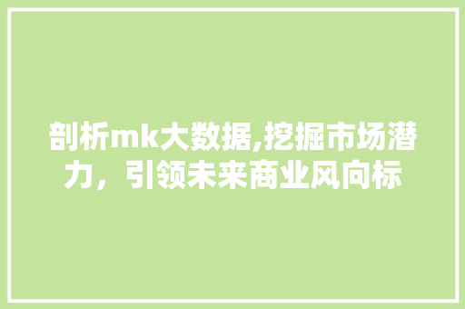 剖析mk大数据,挖掘市场潜力，引领未来商业风向标
