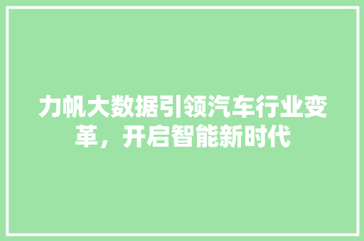 力帆大数据引领汽车行业变革，开启智能新时代