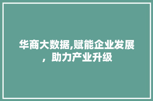 华商大数据,赋能企业发展，助力产业升级
