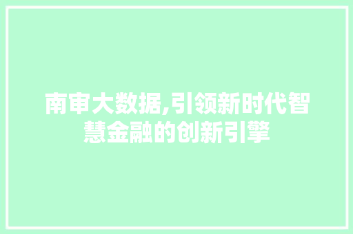 南审大数据,引领新时代智慧金融的创新引擎 SEO教程