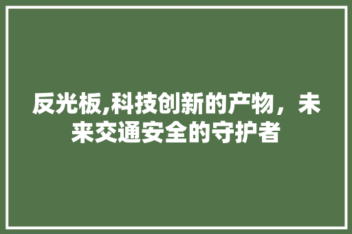 反光板,科技创新的产物，未来交通安全的守护者 友链在线
