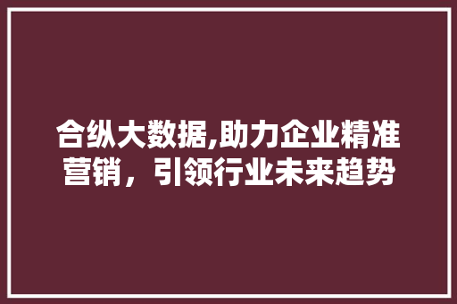 合纵大数据,助力企业精准营销，引领行业未来趋势
