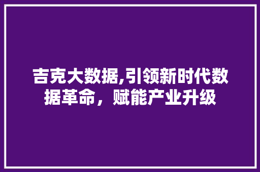 吉克大数据,引领新时代数据革命，赋能产业升级