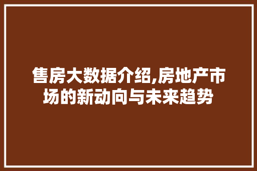 售房大数据介绍,房地产市场的新动向与未来趋势
