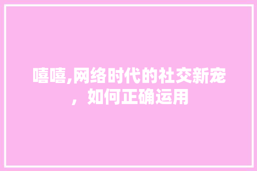 嘻嘻,网络时代的社交新宠，如何正确运用