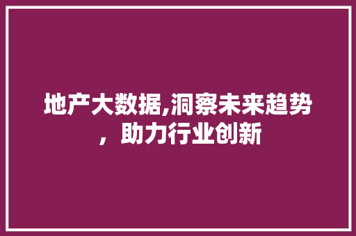 地产大数据,洞察未来趋势，助力行业创新