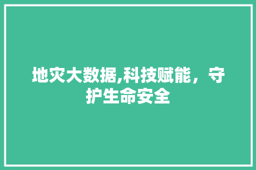 地灾大数据,科技赋能，守护生命安全