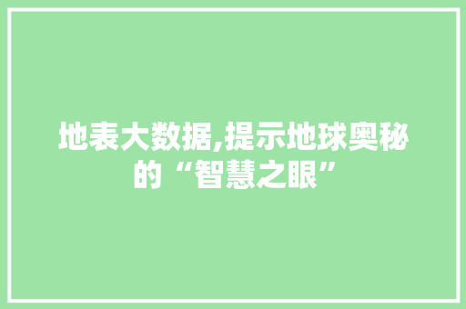 地表大数据,提示地球奥秘的“智慧之眼” SEO教程