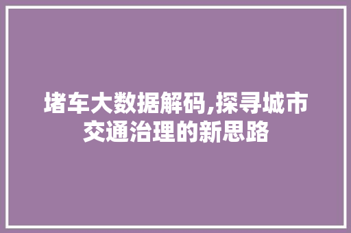 堵车大数据解码,探寻城市交通治理的新思路 WordPress教程