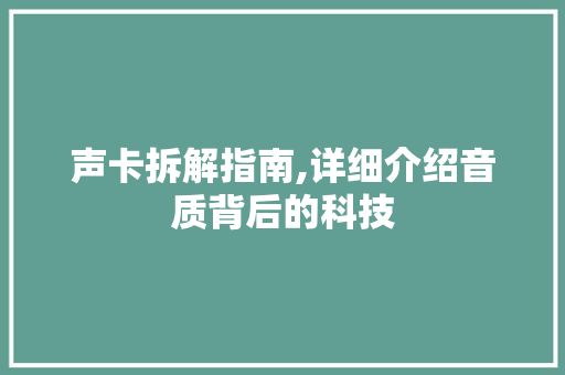 声卡拆解指南,详细介绍音质背后的科技 WordPress教程