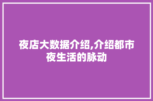 夜店大数据介绍,介绍都市夜生活的脉动 WordPress教程