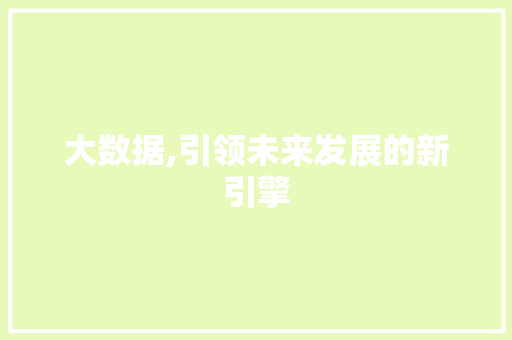 大数据,引领未来发展的新引擎 友链在线