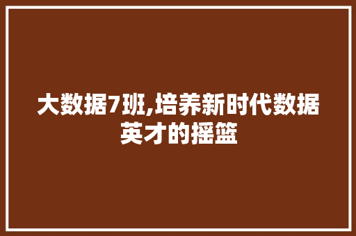 大数据7班,培养新时代数据英才的摇篮 WordPress教程