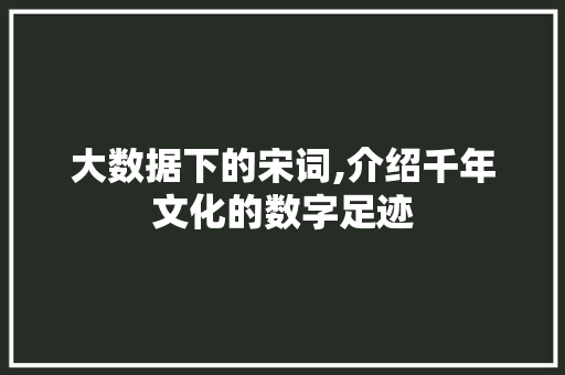 大数据下的宋词,介绍千年文化的数字足迹 建站教程