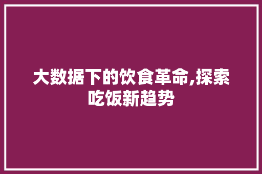 大数据下的饮食革命,探索吃饭新趋势 建站教程