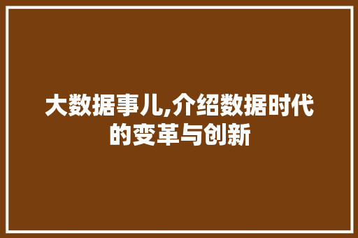 大数据事儿,介绍数据时代的变革与创新 SEO教程