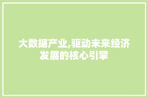 大数据产业,驱动未来经济发展的核心引擎 友链在线