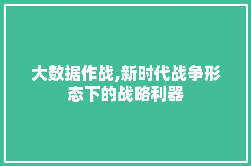 大数据作战,新时代战争形态下的战略利器 建站教程